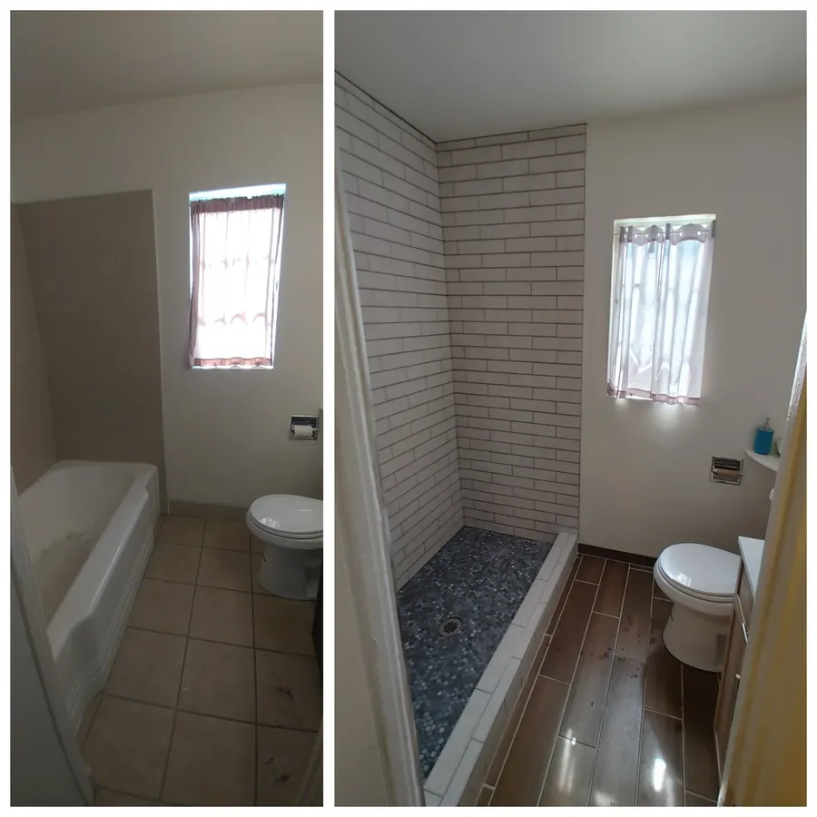Bathroom remodel, subway tile shower, White Mountains, AZ