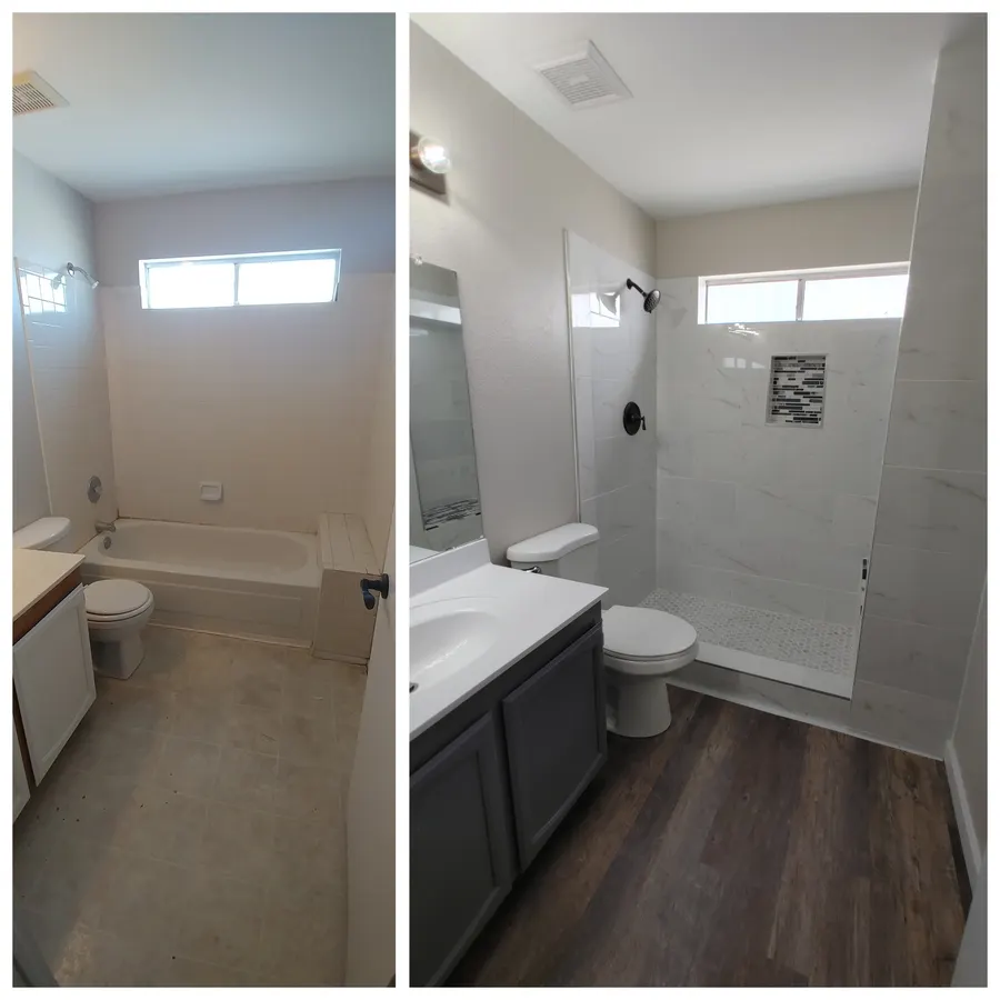 Bathroom remodel, tub to walk-in shower, White Mountains, AZ