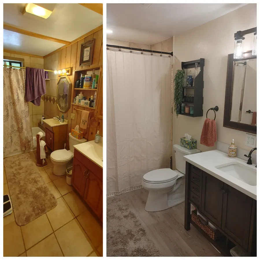 Bathroom update, before and after, White Mountains, AZ