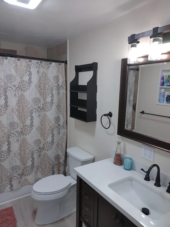 Bathroom with new vanity and mirror, White Mountains, AZ