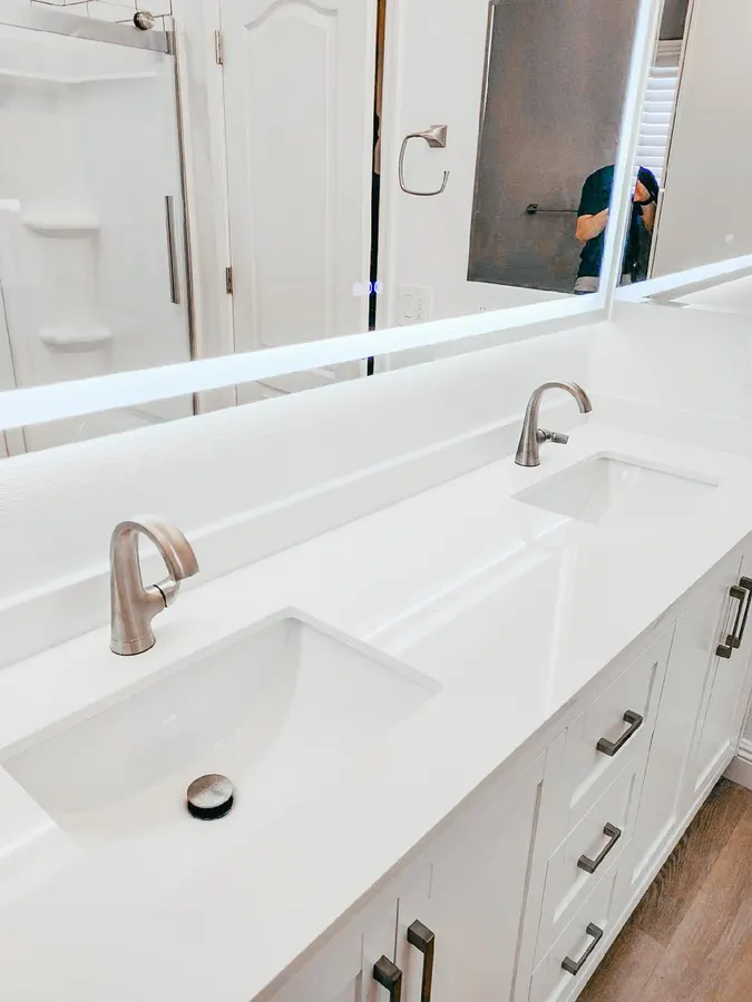 Double vanity faucets and LED mirror, White Mountains, AZ
