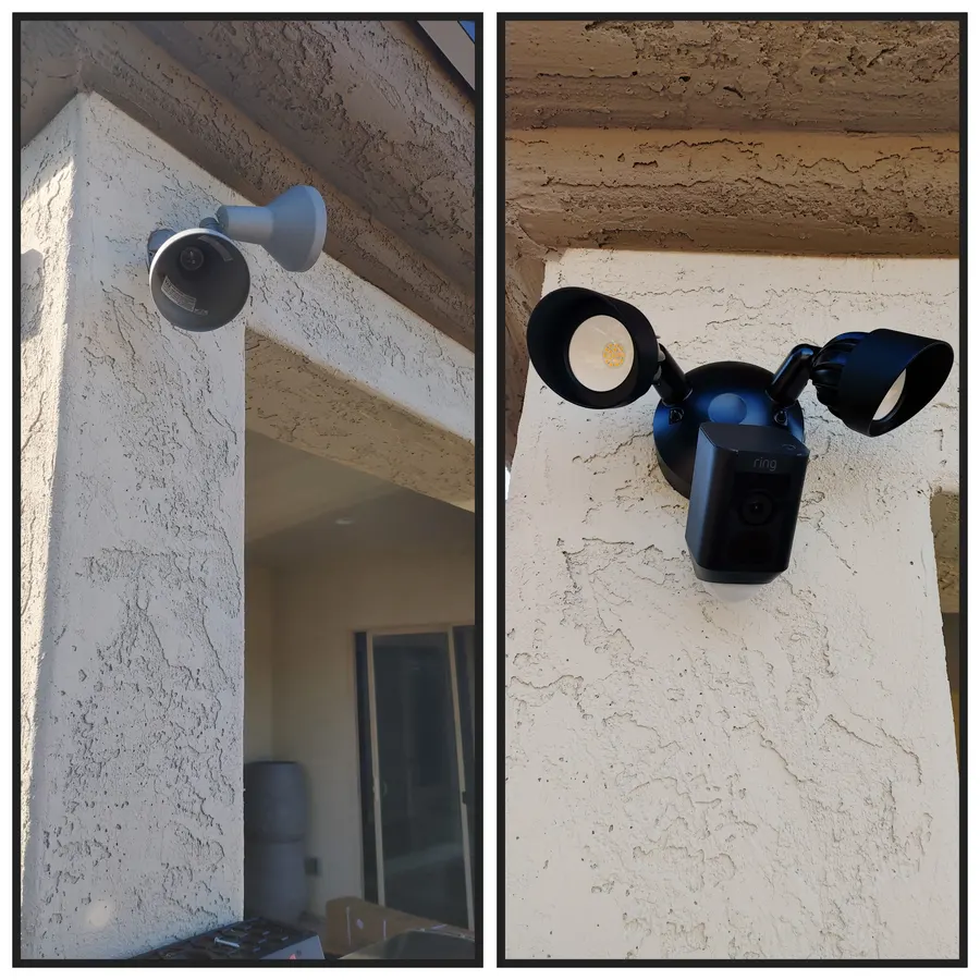 Exterior light fixture, before and after, White Mountains, AZ