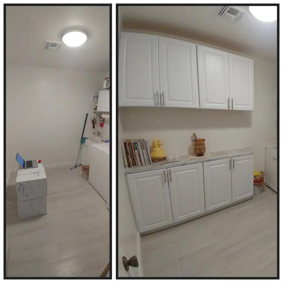 Garage cabinets, before and after, White Mountains, AZ