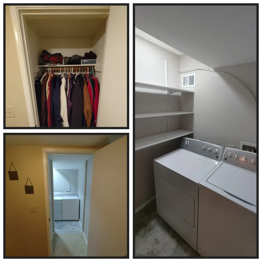 Laundry room cabinets, before and after, White Mountains, AZ