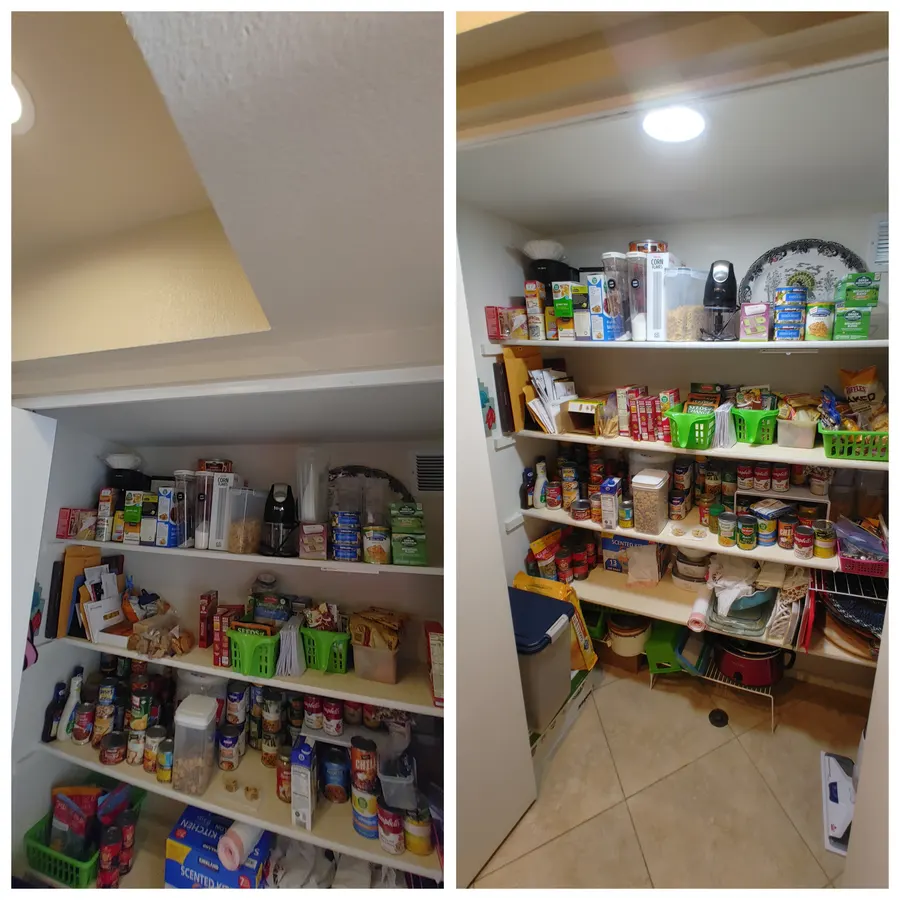 Pantry shelving, before and after, White Mountains, AZ