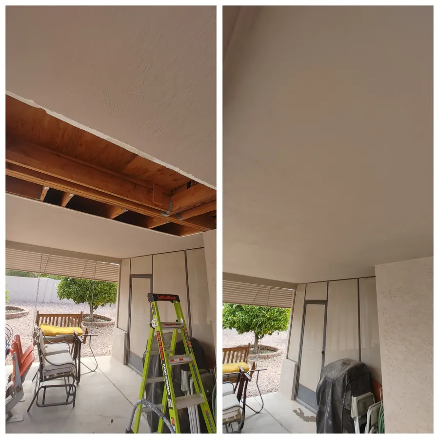 Patio ceiling lighting, before and after, White Mountains, AZ