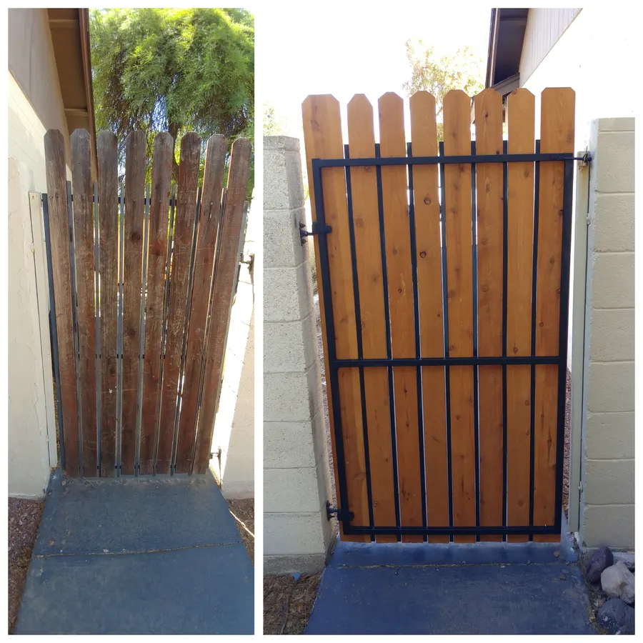 Steel-frame gate build, White Mountains, AZ