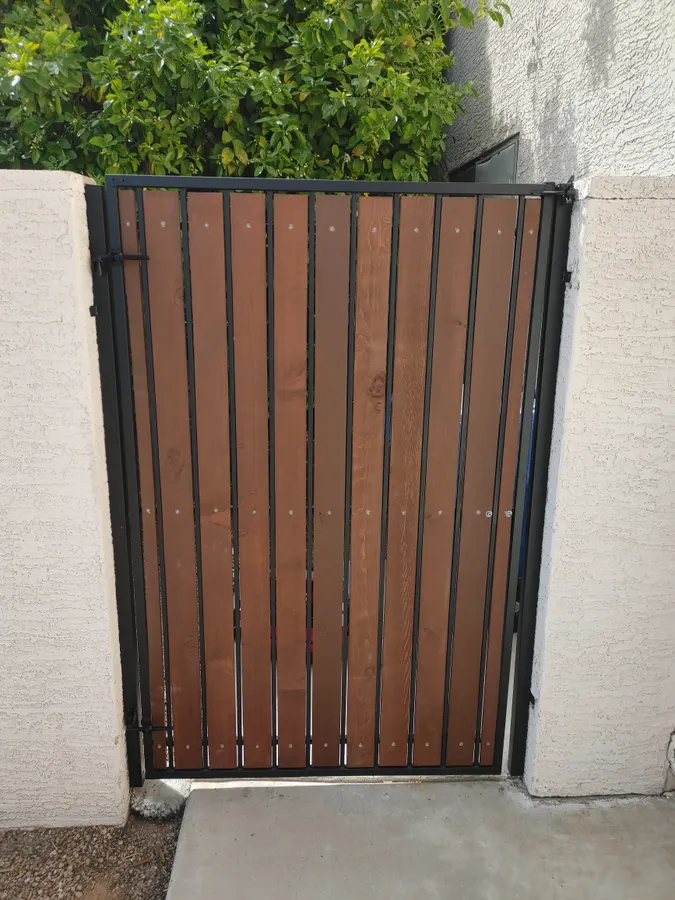 Steel-frame wood gate, White Mountains, AZ