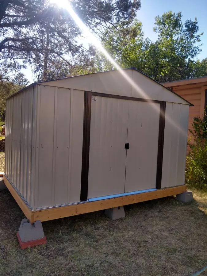 Storage shed assembly, White Mountains, AZ